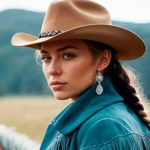 Western Jewelry Silver Turquoise Earrings Concho Boho Cowgirl Statement Set